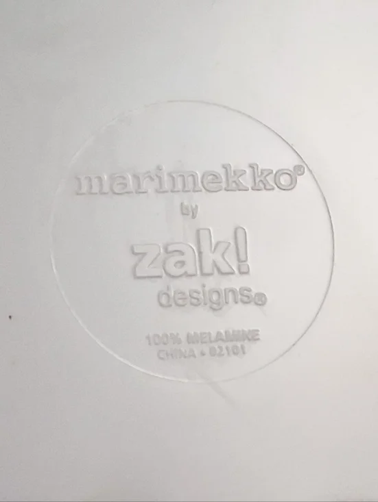 VTG Zak & Marimekko "Unikko" Set of 4 Pink and White Melamine Square Plates - Picture 9 of 9